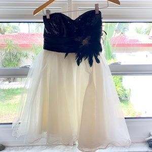 Black and white sequined & tulle mini dress